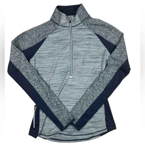 Athleta Half Zip Tracker Running Shirt Women’s Small Long Sleeve Blue Zip Pocket - Picture 1 of 12